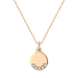 Charming Rolled Rose Gold of 14-Karat Purity Simple Round Pendant Necklace - Fashion Girl Neck Chain Jewellery