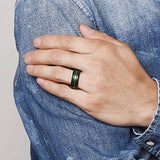 New Arrival Black Matte Finish Green Center Groove Polished Beveled Edges Tungsten Carbide Men's Ring - The Jewellery Supermarket