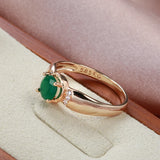 14K Rolled Gold with Circle Cut AAA Emerald Zircon Crystal Elegant Delicate Ring