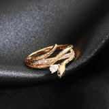 Fashion Snake Design 14K Filled Rose Gold With AAA Zircon Diamonds Punk Rock Ring VintageRings - Animal Jewellery