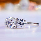 925 Sterling Silver 3 Stone  2CT 4CT D Color Moissanite Engagement Promise Ring