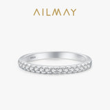 Real Sterling Silver Fashion Wedding Stackable AAAA Lab Created Diamond Ring