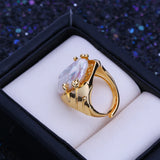 Elegant Natural Freshwater12-16mm Big Baroque Pearl Silver Gold Colour Ring