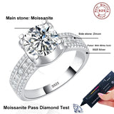 Dazzling 2ct 3ct 5ct D Colour VVS1 Moissanite 925 Sterling Silver Wedding Ring