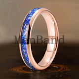 True Blue Galaxy Opal Inlaid Dome Polished 4MM 6MM 8MM Tungsten Men Women Rings
