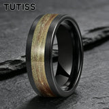 Flowing Sand/Green Grass Agate Inlay High Polished Dome 8mm Tungsten Carbide Rings