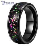 Galaxy Series Opal Inlay Domed Polished 8mm Men Women Tungsten Carbide Rings