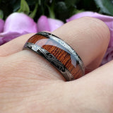 Vintage Koa And Dark Red Wood Inlay Dome 8MM Men Women Tungsten Carbide Rings