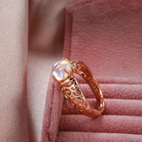 14K Gold Filled Luxury Fashion Texture Gradient Moonstone Crystal Unusual Rings