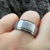 Stepped Beveled Brushed Finish 10MM Classic Men Women Tungsten Carbide Rings