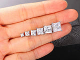 Dazzling 0.3~3.0ct Princess Cut Moissanite Diamonds 925 Silver Stud Earrings