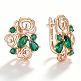 Charming 14K Gold Filled Green AAA Zircon Crystal Flower Drop Earrings Vintage Jewellery