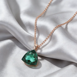 14K Rolled Gold Green  Luxury Big AAA Zircon Crystal Elegant Pendant And Necklace