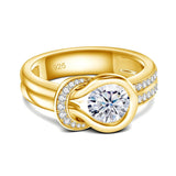 Luxury Brand GRA Certificate 7mm 1.2ct  Bow Knot Moissanite Engagement Wedding Rings For Women Fine Jewellery