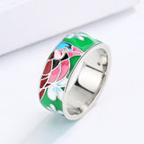 Creative Green Flower Fashion Handmade Enamel AAA Zircon Bird Shape Ring