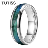 Dome High Polished Inlaid Gunmetal-Green Flow Sand 6mm 8mm Tungsten Carbide Rings