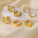 New In Stainless Steel Gold Color Rings - Vintage Opening Finger Rings for Women and Girls. Fashion Jewellery - The Jewellery Supermarket