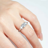 Dazzling 3-Stone VVS1 D Colour Moissanite 925 Silver Engagement Wedding Ring