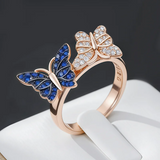 Pretty 14K Filled Gold Unique Butterfly AAA Zircon Diamonds Ring Luxury Jewellery