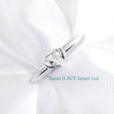 Heart Cut 0.5CT VVS1 D Colour Moissanite Diamond Solitaire Sterling Silver Ring