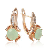 Luxury Design 14K Rolled Gold Emerald Green AAA Zircon Crystals Drop Earrings