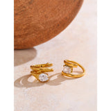14K Gold Plated AAA Shiny Cubic Zirconia Diamond Snake Geometric Golden Ring