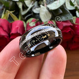 Bright Meteorite Gold Foil Inlay 8MM 18k Gold Colour Tungsten Carbide Wedding Rings