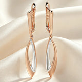 14 Karat Gold Filled Two Tone Long Drop Earrings for Women Vintage Fine Daily Jewellery