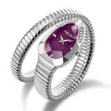 Snake Shape Design Steel Stainless Diamond Bracelet Ladies Quartz Wristwatch