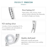 Geometric Silver Quality Shell Pearl Pave Setting AAA Zircon Diamonds Ring