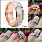 Arrow And White Meteorite Inlay 8MM Multicolor Tungsten Wedding Men Women Rings