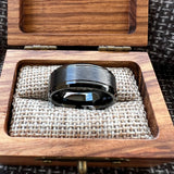 Bevel Edges Satin Finish 8mm Black Tungsten Wedding Rings For Men Women