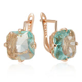 Gorgeous Big Square 14K Rolled Rose Gold Multicolour AAA Zircon Crystals Drop Earrings - Fashion Zircon Jewellery