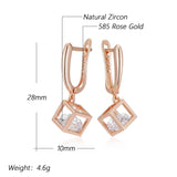 14 Karat Gold Filled AAA Lab Created Zircon Diamonds Hollow Square Dangle Earrings