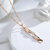 14K Filled Gold Fashion Geometric Hollow AAA Zircon Diamonds Elegant Pendant Necklace