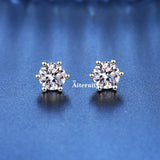 VVS1 Sterling Silver White Pink Yellow Red Orange Moissanite Diamonds Stud Earrings