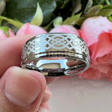 New Stepped Edges Laser Engraved Comfort Fit Men Women Tungsten Wedding Ring