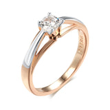 14K Gold Filled 2 tone Mix AAA Zircon Diamond Setting Solitaire Design Luxury Ring