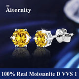 S925 Silver Platinum And Gold Plating Moissanite Stud Earrings Women Fine Jewellery