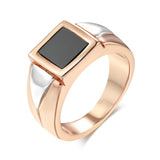 Two Tone 14K Gold Filled AAA Black Zircon Fashion Men's Signet Big Size Ring