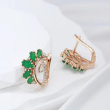 Terrific Green Rolled 14K Rose Gold AAA Zircon Crystals Earrings For Women Party Jewellery