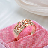 14K Gold Filled Exquisite Hollow Embossed Flowers Fashion Geometric Charm Rings