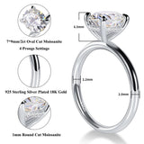 Superb 1-3CT Oval Cut VVS1 D Colour Moissanite Diamond Silver Solitaire Wedding Ring