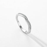 Sterling Silver Design Irregular Geometric Lines Wave AAAA Simulated Diamonds Ring - Anniversary Gift Fine Jewellery - The Jewellery Supermarket