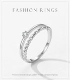 Silver Bilayer Double-Layered design Sparkling AAAA Lab Created Diamond Ring