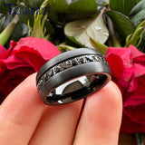 Single Row Black Cubic Zirconias Inlay Brushed Finish 8mm Tungsten Steel Combination Rings