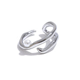 18k Gold Plated Stylish Unique Stainless Steel Pearls Geometric Open Chic Ring