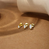 Sterling Silver Six Claws Sparkling Moissanite Diamonds Flat Back Stud Earrings