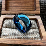High Polished Dome 6mm 8mm Blue/Black/Gunmetal Men Women Tungsten Carbide Rings