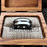 Groove Center Surface and Bevel Polished 6/8mm Tungsten Carbide Men's Women's Rings